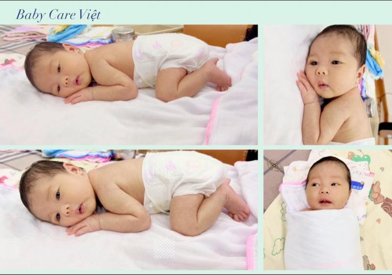 Em bé sau khi được tắm và chăm sóc bởi Baby Care Việt